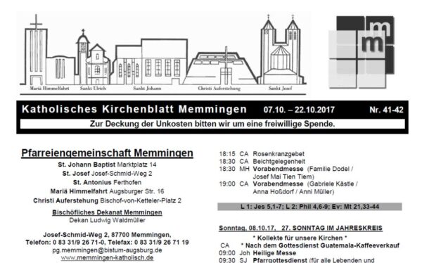 Kirchenblatt Nr. 41-42 Kirchenblatt Nr. 41-42